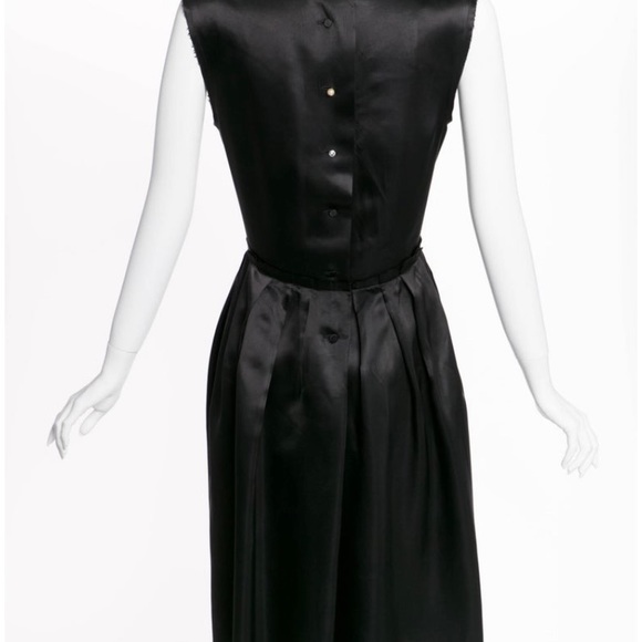 2005 Lanvin by Alber Elbaz Plunge Neck Black Satin Velvet Necklace Dress 38 - Picture 3 of 7